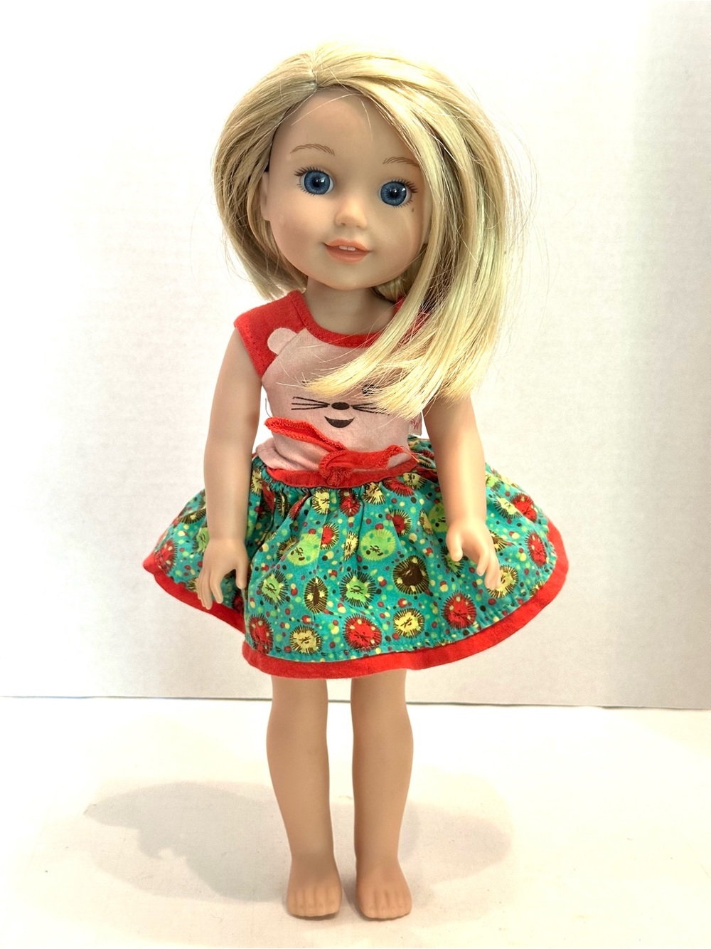 American Girl Willie Wishers Camille Blue Eyes Blonde  Hair Teal Floral Skirt
